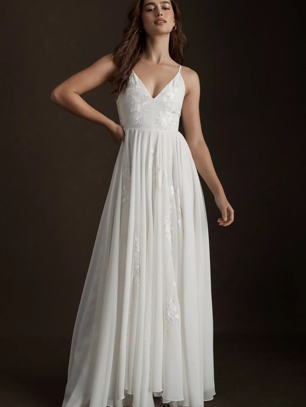 BHLDN Bonaire V-Neck Embroidered Wedding Gown, Never Altered Floor Model - Picture 7 of 13